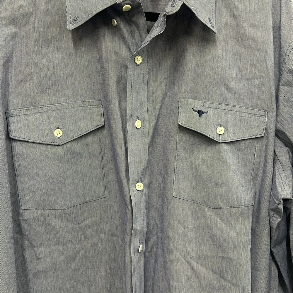 Vintage longhorn by river western wear blue button up shirt 18x35 - Picture 2 of 6